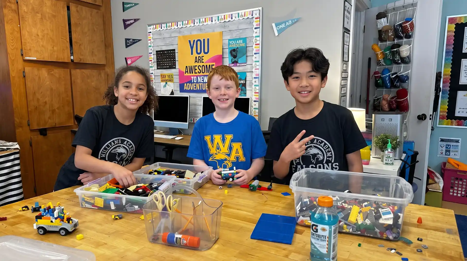 Students creating in art room